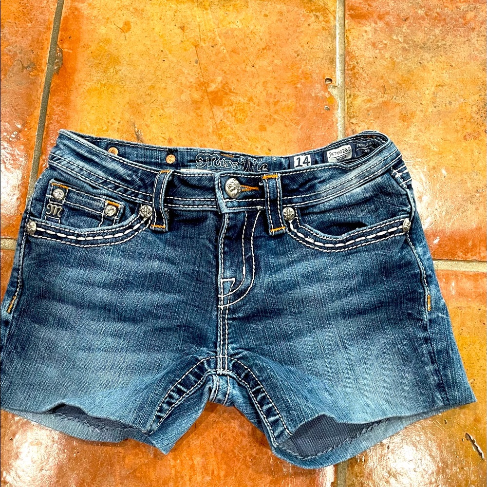 Girls Miss Me Jean Shorts Boot Cut Size 14